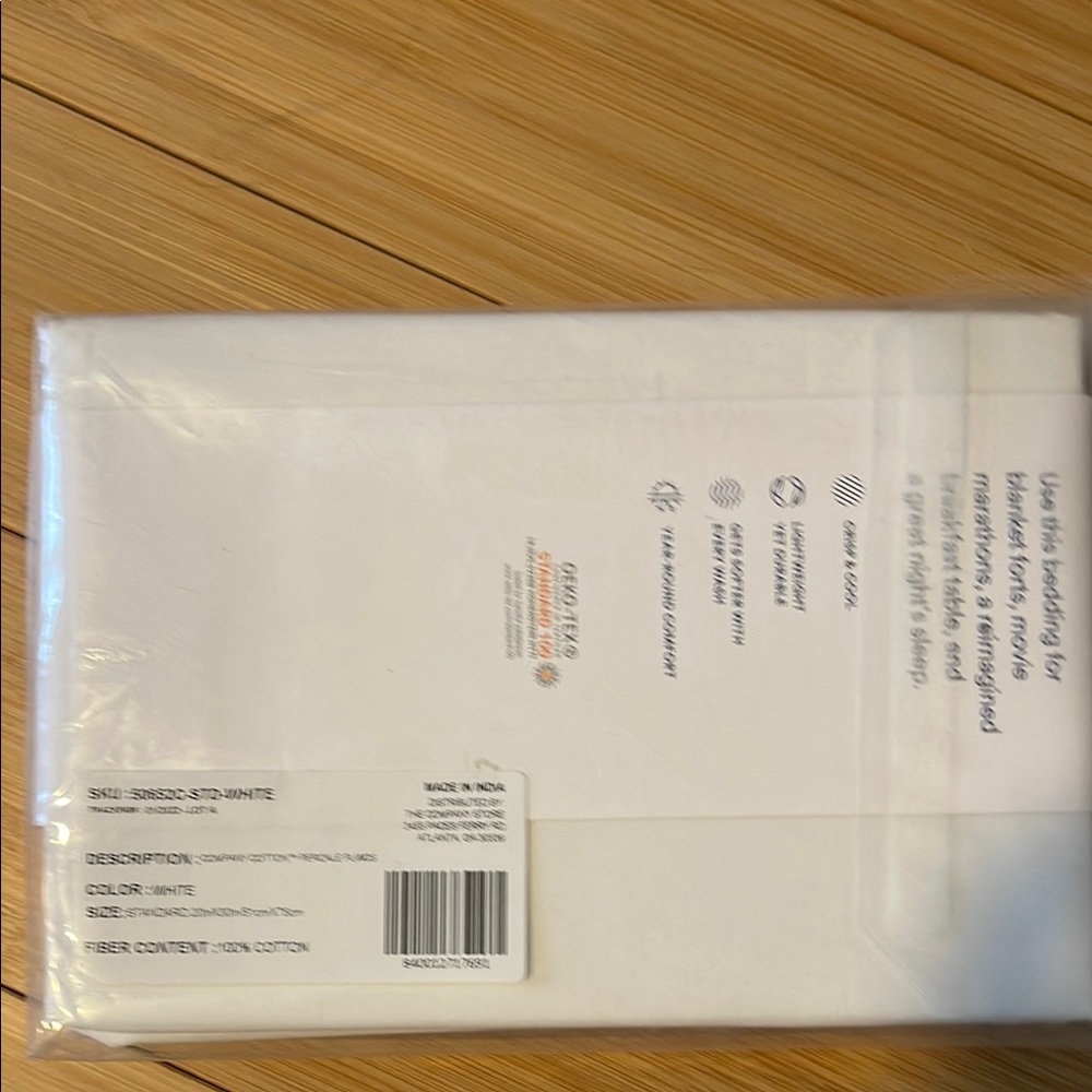 White Cotton Standard size pillowcase